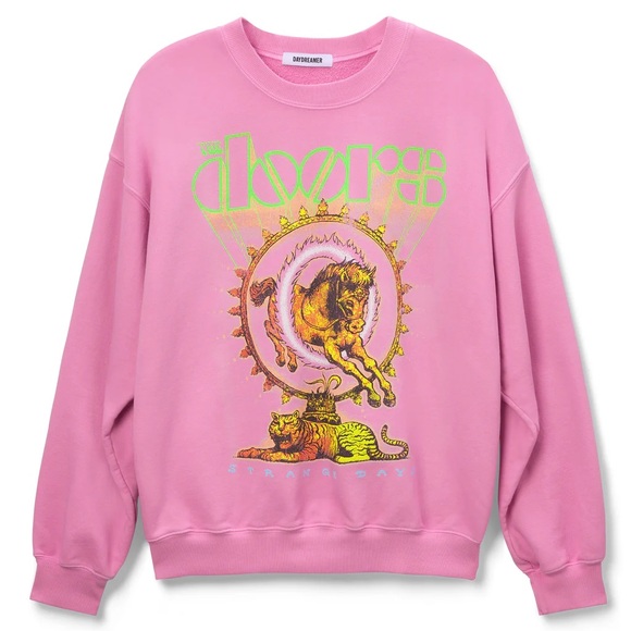 NWOT🩷Daydreamer The Doors Strange Days BF Crew XS oversized Pink - Picture 3 of 8
